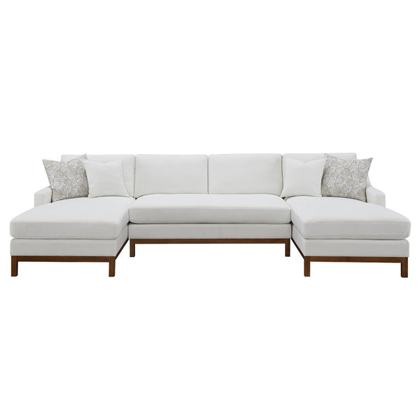 ACME Valiant Ivory Chenille Sectional Sofa with 4 Pillows Model LV01881