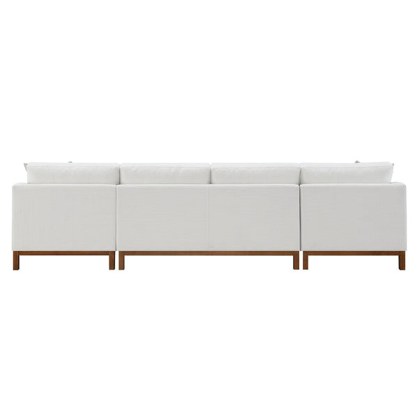 ACME Valiant Ivory Chenille Sectional Sofa with 4 Pillows Model LV01881