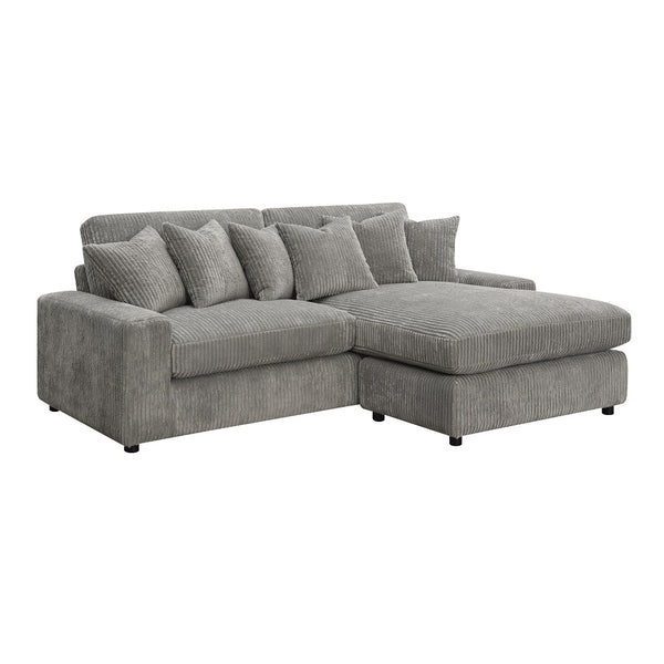 ACME Tavia Gray Corduroy Sectional Sofa with 6 Pillows Model LV01882