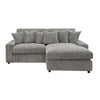 ACME Tavia Gray Corduroy Sectional Sofa with 6 Pillows Model LV01882