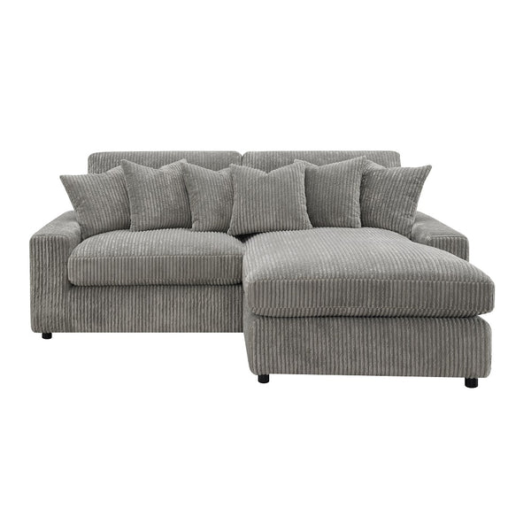 ACME Tavia Gray Corduroy Sectional Sofa with 6 Pillows Model LV01882