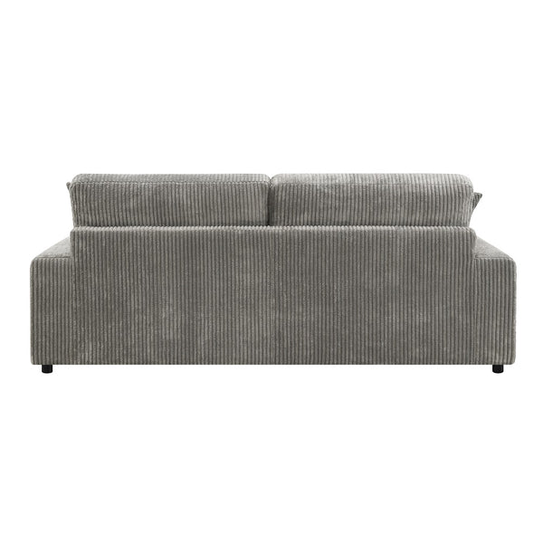 ACME Tavia Gray Corduroy Sectional Sofa with 6 Pillows Model LV01882