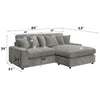 ACME Tavia Gray Corduroy Sectional Sofa with 6 Pillows Model LV01882