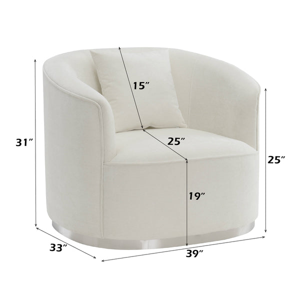 ACME Odette Beige Chenille Chair with 1 Pillow Model LV01919