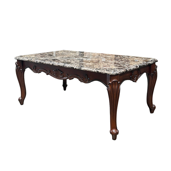 ACME Nayla Natural Marble & Cherry End Table Model LV02004