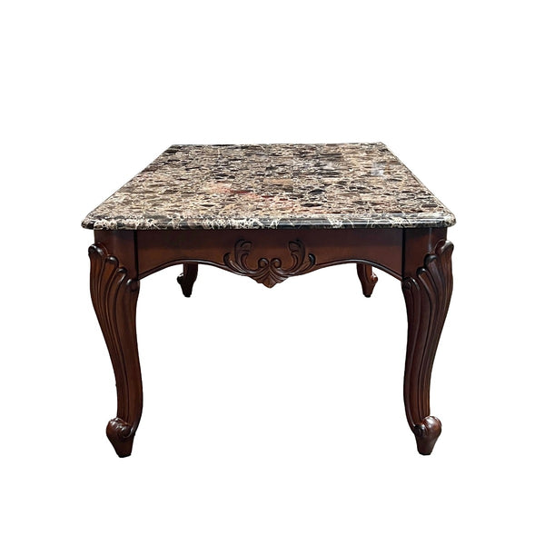 ACME Nayla Natural Marble & Cherry End Table Model LV02004