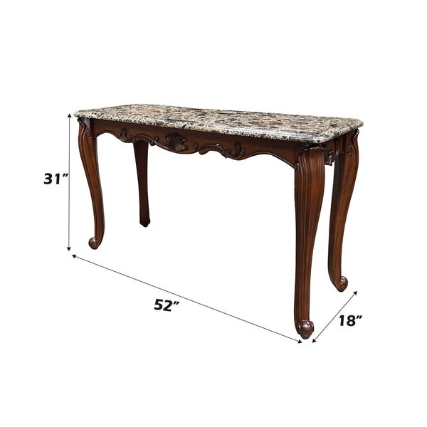 ACME Nayla Natural Marble & Cherry Sofa Table Model LV02006