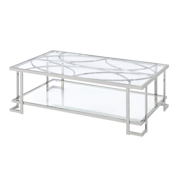 ACME Kalan Glass & Silver Coffee Table Model LV02079
