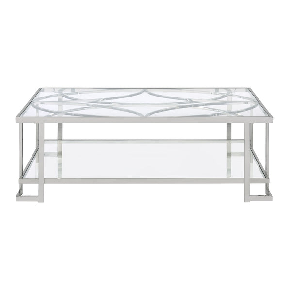 ACME Kalan Glass & Silver Coffee Table Model LV02079