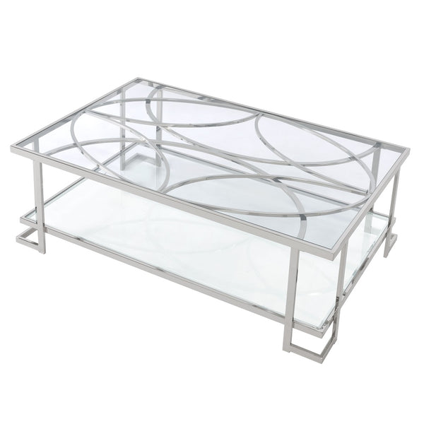 ACME Kalan Glass & Silver Coffee Table Model LV02079