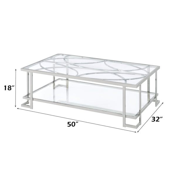 ACME Kalan Glass & Silver Coffee Table Model LV02079