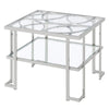 ACME Kalan Glass & Silver End Table Model LV02080
