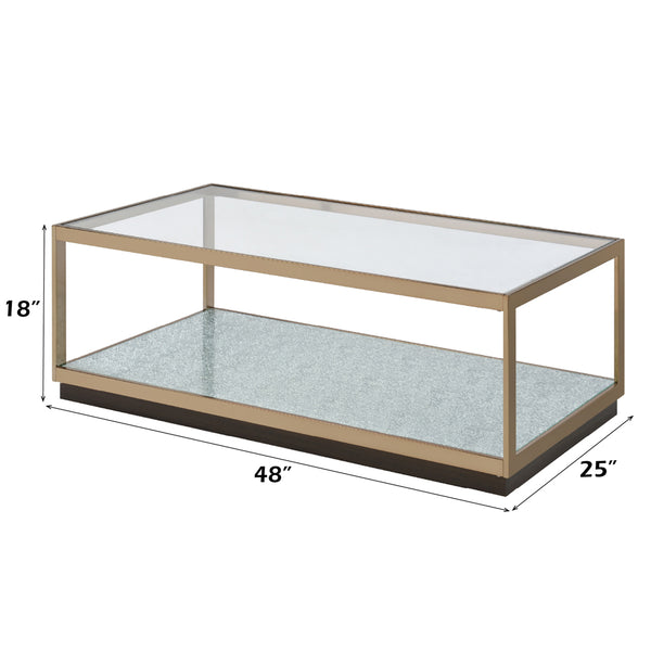 ACME Kaia Glass & Gold Coffee Table Model LV02085