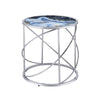 ACME Lyda Blue Marble Print & Chrome End Table Model LV02096