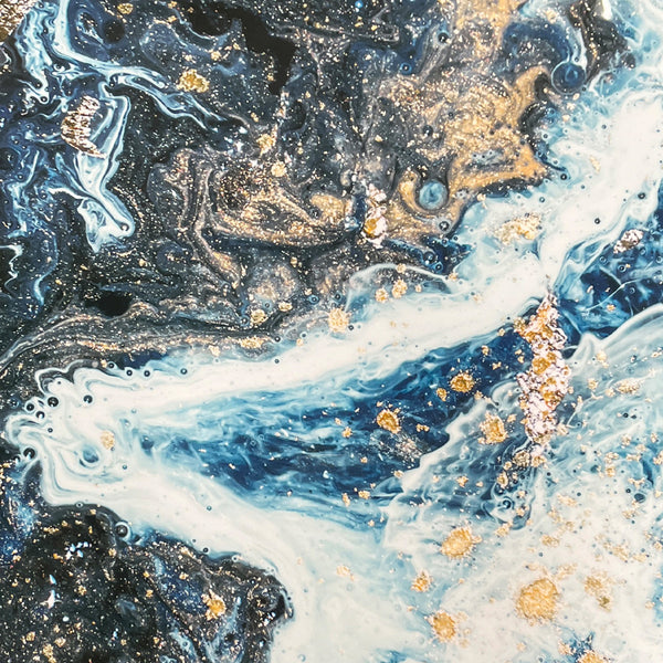 ACME Lyda Blue Marble Print & Chrome End Table Model LV02096