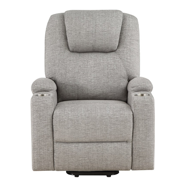 ACME Evander Light Gray Chenille Recliner with Power Lift & Massage Model LV02180