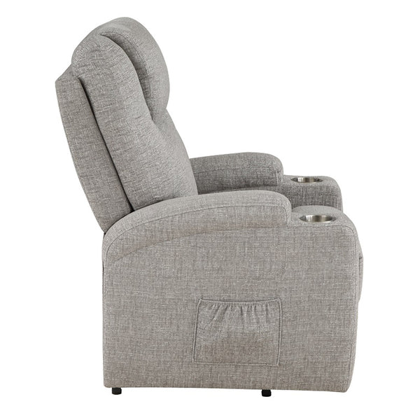 ACME Evander Light Gray Chenille Recliner with Power Lift & Massage Model LV02180