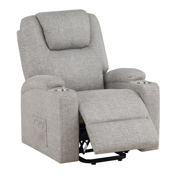 ACME Evander Light Gray Chenille Recliner with Power Lift & Massage Model LV02180
