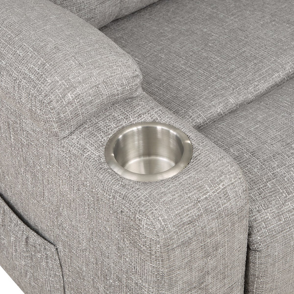 ACME Evander Light Gray Chenille Recliner with Power Lift & Massage Model LV02180