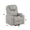 ACME Evander Light Gray Chenille Recliner with Power Lift & Massage Model LV02180
