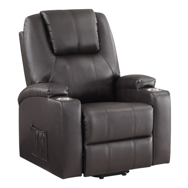 ACME Evander Brown Leather Aire Recliner with Power Lift & Massage Model LV02181