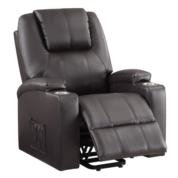 ACME Evander Brown Leather Aire Recliner with Power Lift & Massage Model LV02181