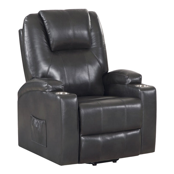 ACME Evander Gunmetal Leather Aire Recliner with Power Lift & Massage Model LV02182
