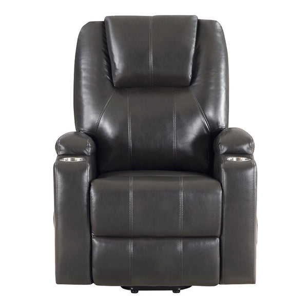 ACME Evander Gunmetal Leather Aire Recliner with Power Lift & Massage Model LV02182