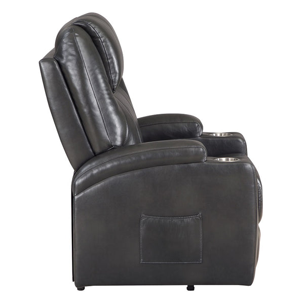 ACME Evander Gunmetal Leather Aire Recliner with Power Lift & Massage Model LV02182