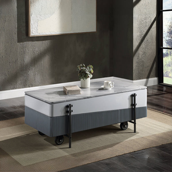 ACME Wilkins White & Gray High Gloss Coffee Table with Lift Top Model LV02187