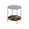 ACME Fiorella Glass Black Marble Paint & Gold End Table Model LV02223