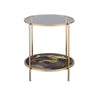 ACME Fiorella Glass Black Marble Paint & Gold End Table Model LV02223