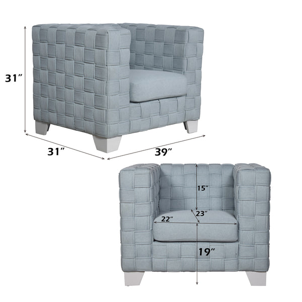 ACME Saree Light Teal Chenille & White Chair Model LV02348