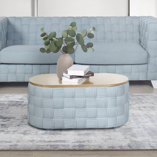 ACME Saree Light Teal Chenille Coffee Table Model LV02349