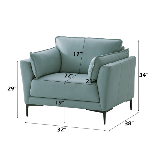 ACME Mesut Sage Green Top Grain Leather & Black Chair Model LV02389