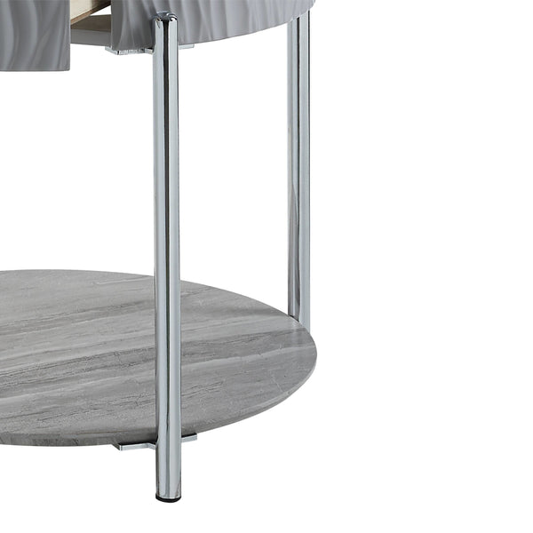 ACME Yukino Gray High Gloss & Chrome End Table Model LV02412