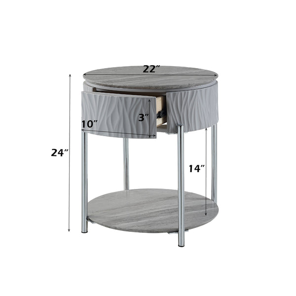 ACME Yukino Gray High Gloss & Chrome End Table Model LV02412