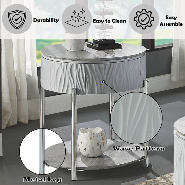 ACME Yukino Gray High Gloss & Chrome End Table Model LV02412