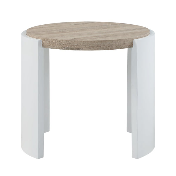 ACME Zoma White High Gloss & Oak End Table Model LV02415