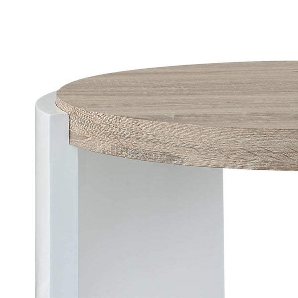 ACME Zoma White High Gloss & Oak End Table Model LV02415