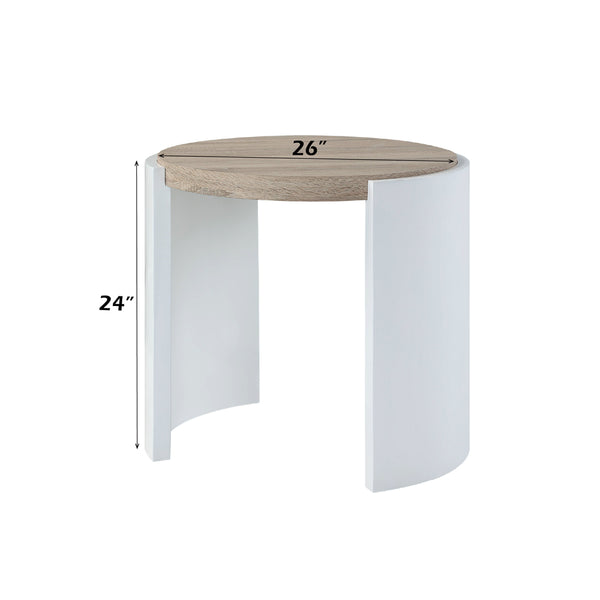 ACME Zoma White High Gloss & Oak End Table Model LV02415