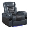 ACME Alair Blue & Black Leather Aire Power Motion Recliner with Bluetooth Speaker & Cooling Cup Holder Model LV02459