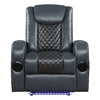 ACME Alair Blue & Black Leather Aire Power Motion Recliner with Bluetooth Speaker & Cooling Cup Holder Model LV02459
