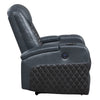 ACME Alair Blue & Black Leather Aire Power Motion Recliner with Bluetooth Speaker & Cooling Cup Holder Model LV02459