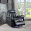 ACME Alair Blue & Black Leather Aire Power Motion Recliner with Bluetooth Speaker & Cooling Cup Holder Model LV02459