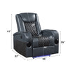 ACME Alair Blue & Black Leather Aire Power Motion Recliner with Bluetooth Speaker & Cooling Cup Holder Model LV02459