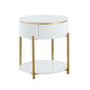 ACME Daveigh White High Gloss & Gold End Table Model LV02465