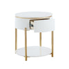 ACME Daveigh White High Gloss & Gold End Table Model LV02465