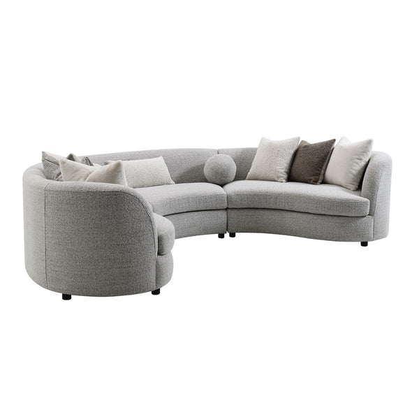 ACME Ivria Gray Boucle Sectional Sofa with 9 Pillows Model LV02541