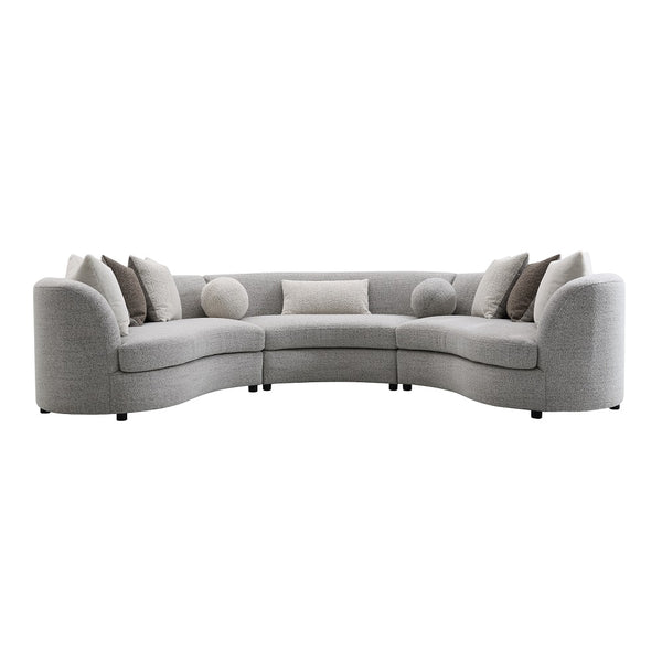 ACME Ivria Gray Boucle Sectional Sofa with 9 Pillows Model LV02541